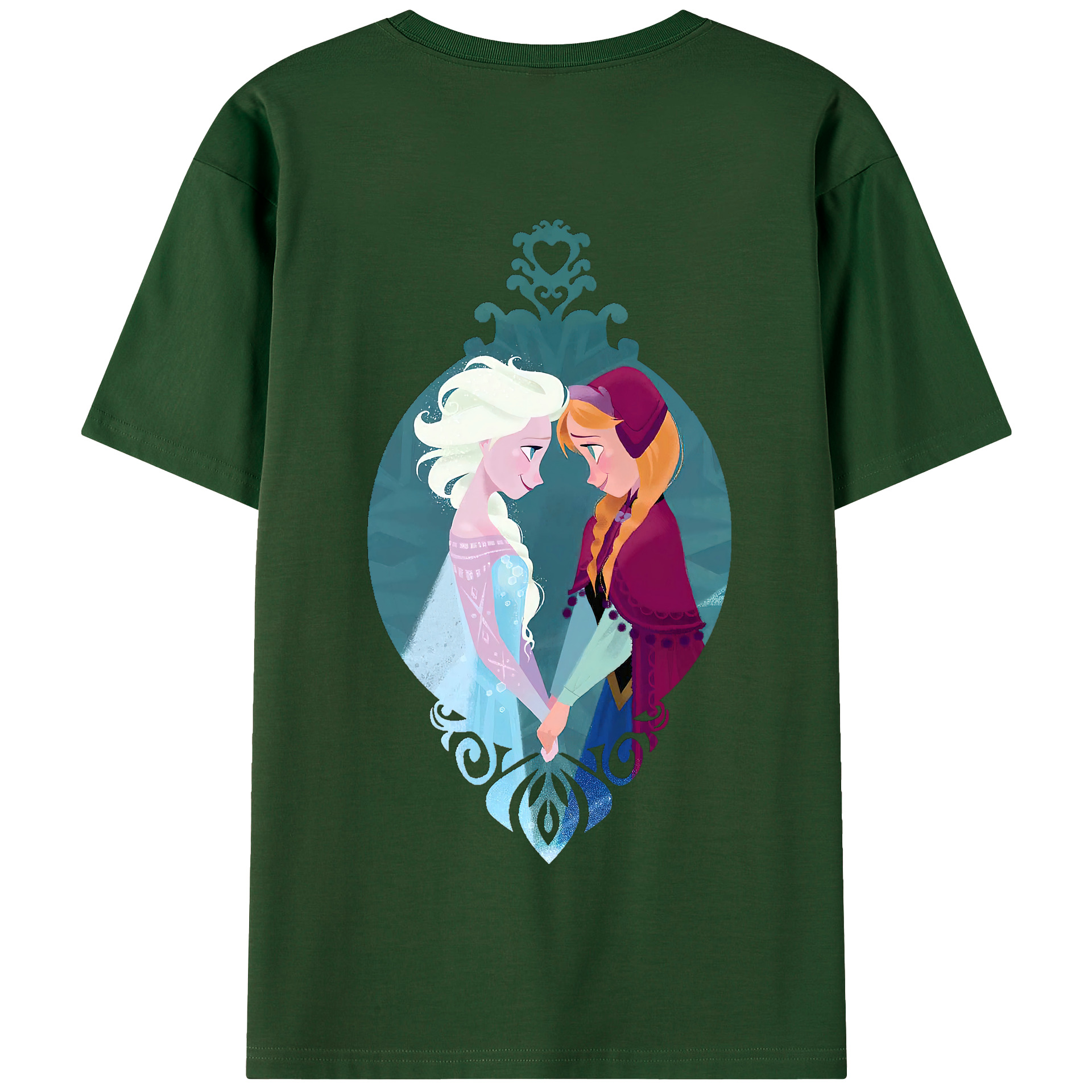 （画像用） アナと雪の女王 アンナ エルサ Frozen Anna Elsa 綿100％半袖Tシャツ（背面プリント）